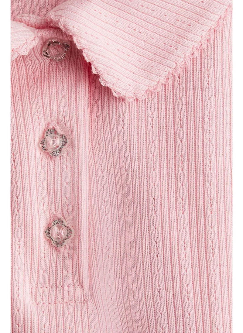 H&M Ribbed pointelle jersey top